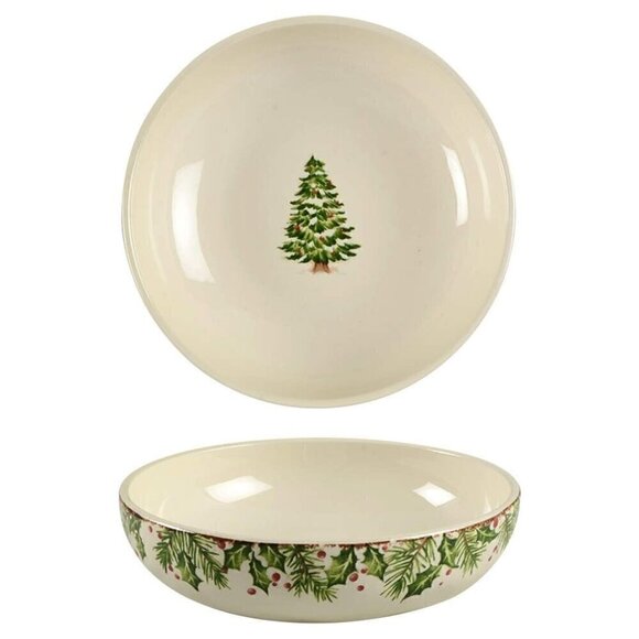 Pier 1 Winter's Wonder Holiday Christmas Ironstone Dinner Cereal Soup Bowl 8" - Picture 1 of 7